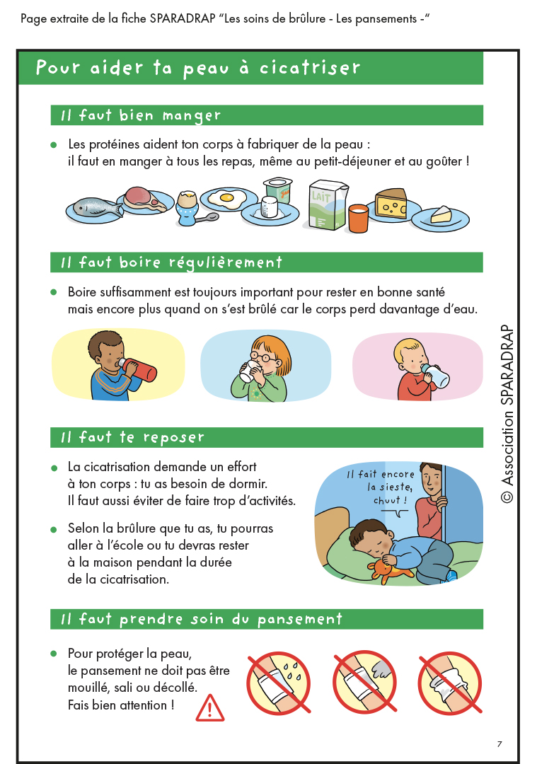 visuel page 7 fiche "Les soins de brûlure - Les pansements"