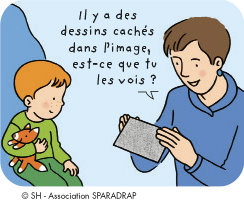 Il y a des dessins cachés dans l'image, est-ce que tu les vois ?