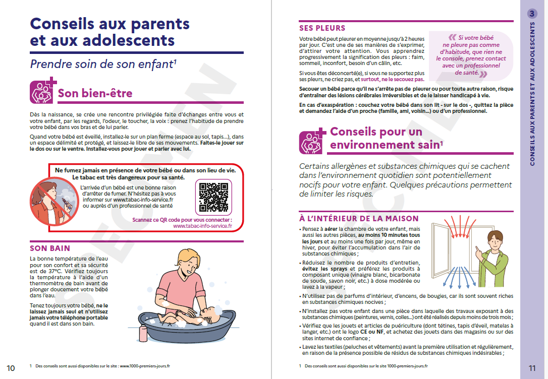 Extrait du carnet de santé - conseils au parents